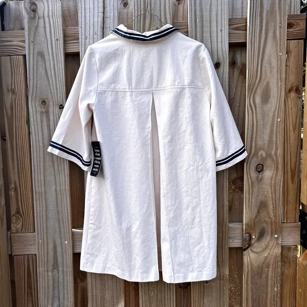 NWT Tuckernuck Pomander Place Hart Shirt Dress Mini Gardenia Tan Blue Large New - Picture 9 of 12